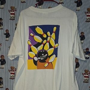 Vintage 90s Bowling Pins Shirt Strike 10 WIBC Graphic Made In Usa Hanes B